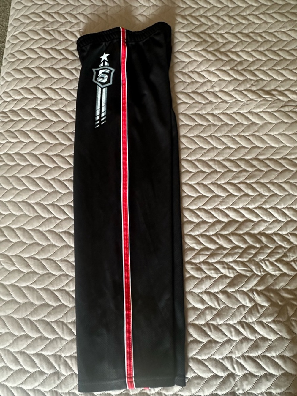 Black Athletic pants with Red Stripe and Shield Logo